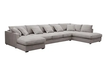 Rossita Lyx 6-sits Högervänd U-formad Extra djup Soffa med Divan och Schäslong i Chenille - Grå/Brun - Möbler - Vardagsrum - Soffor - U-soffor