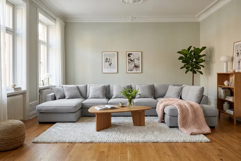 Rossita Lyx 6-sits Högervänd U-formad Extra djup Soffa med Divan och Schäslong i Chenille - Trenza 03, Grå Chenille - Möbler - Vardagsrum - Soffor - U-soffor