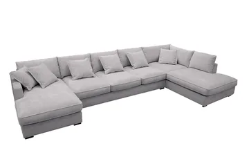 Rossita Lyx 6-sits Högervänd U-formad Extra djup Soffa med Divan och Schäslong i Chenille - Trenza 03, Grå Chenille - Möbler - Vardagsrum - Soffor - U-soffor