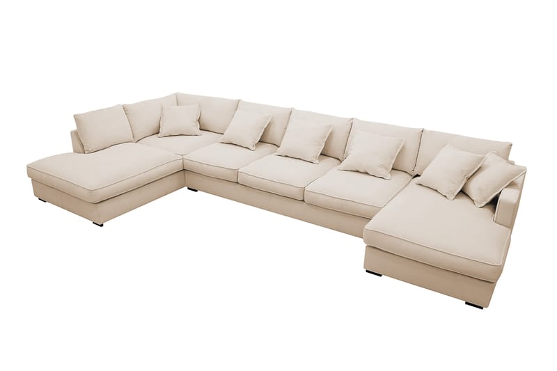 Rossita Lyx 6-sits Högervänd U-formad Extra djup Soffa med Divan och Schäslong i Manchester - Beige - Möbler - Vardagsrum - Soffor - U-soffor
