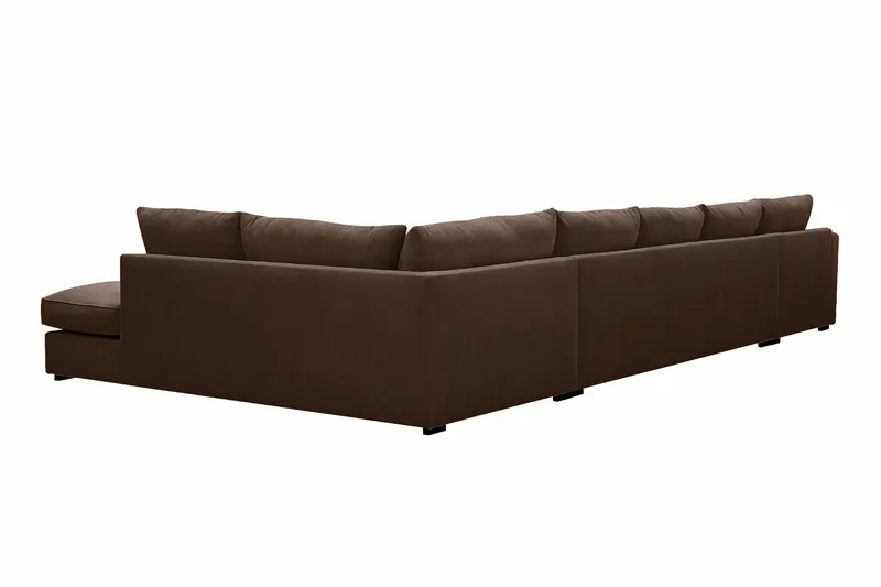 Rossita Lyx 6-sits Högervänd U-formad Extra djup Soffa med Divan och Schäslong i Manchester - Mörkbrun - Möbler - Vardagsrum - Soffor - U-soffor