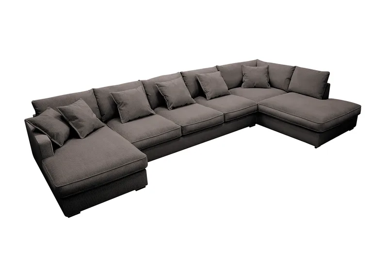 Rossita Lyx 6-sits Högervänd U-formad Extra djup Soffa med Divan och Schäslong i Manchester - Mörkgrå - Möbler - Vardagsrum - Soffor - U-soffor