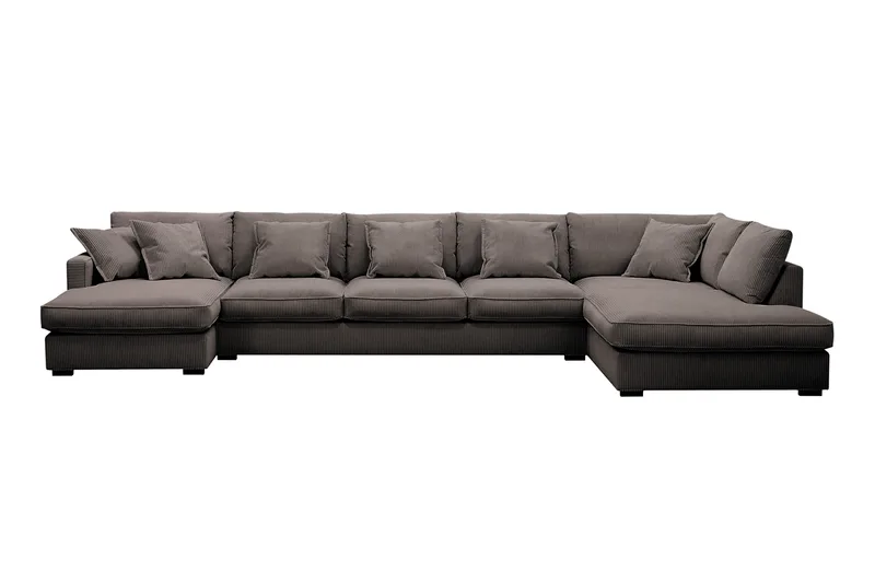 Rossita Lyx 6-sits Högervänd U-formad Extra djup Soffa med Divan och Schäslong i Manchester, Mörkgrå