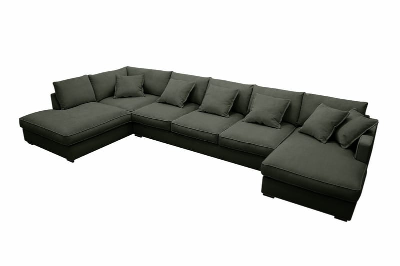 Rossita Lyx 6-sits Högervänd U-formad Extra djup Soffa med Divan och Schäslong i Manchester - Mörkgrön - Möbler - Vardagsrum - Soffor - U-soffor
