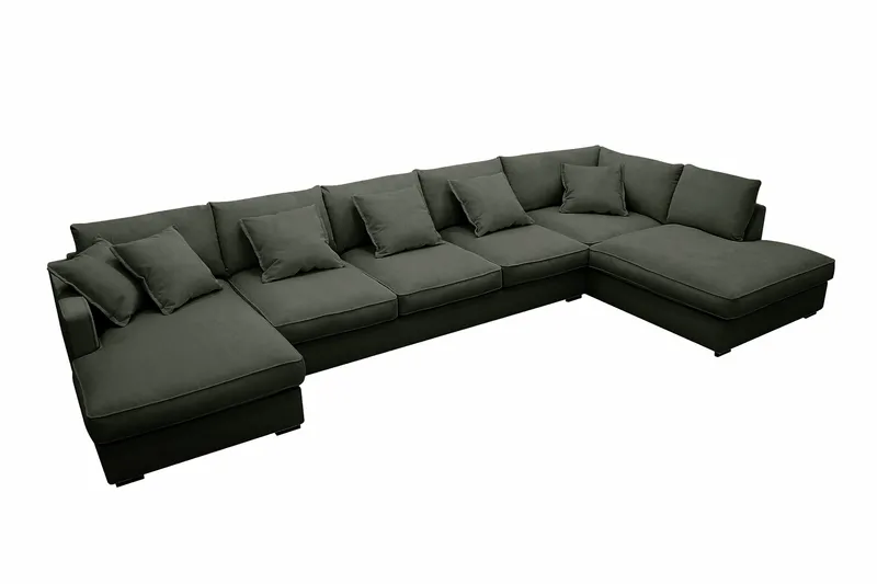 Rossita Lyx 6-sits Högervänd U-formad Extra djup Soffa med Divan och Schäslong i Manchester - Mörkgrön - Möbler - Vardagsrum - Soffor - U-soffor