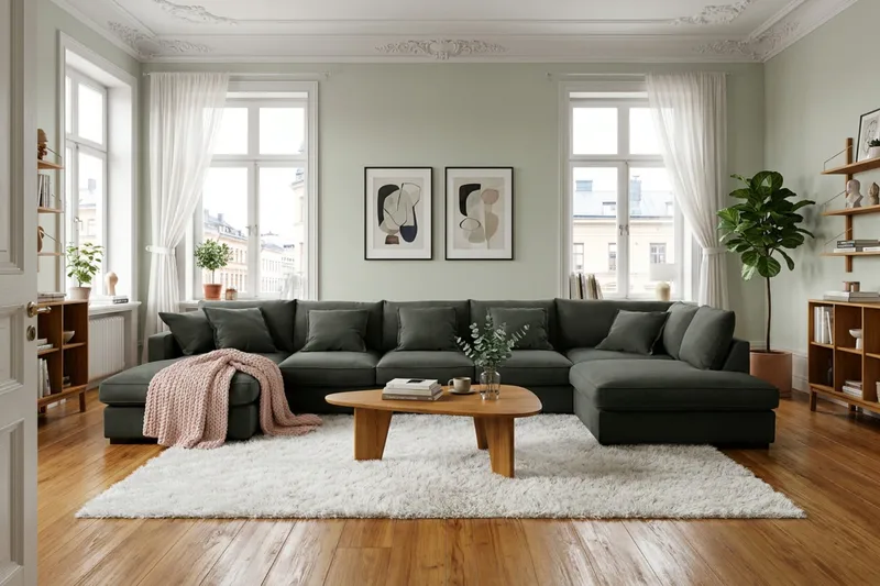 Rossita Lyx 6-sits Högervänd U-formad Extra djup Soffa med Divan och Schäslong i Manchester - Mörkgrön - Möbler - Vardagsrum - Soffor - U-soffor
