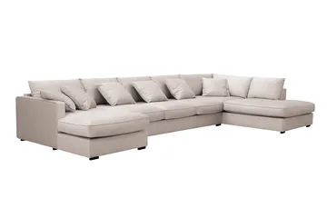 Rossita Lyx 6-sits Högervänd U-formad Extra djup Soffa med Divan och Schäslong i Sammet - Beige - Möbler - Vardagsrum - Soffor - U-soffor