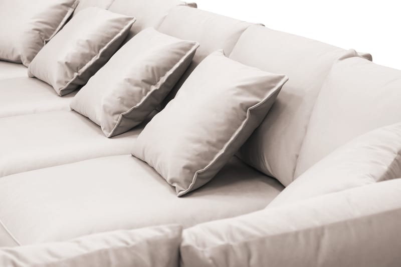 Rossita Lyx 6-sits Högervänd U-formad Extra djup Soffa med Divan och Schäslong i Sammet - Beige - Möbler - Vardagsrum - Soffor - U-soffor