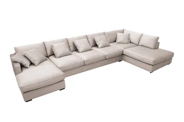 Rossita Lyx 6-sits Högervänd U-formad Extra djup Soffa med Divan och Schäslong i Sammet - Beige - Möbler - Vardagsrum - Soffor - U-soffor