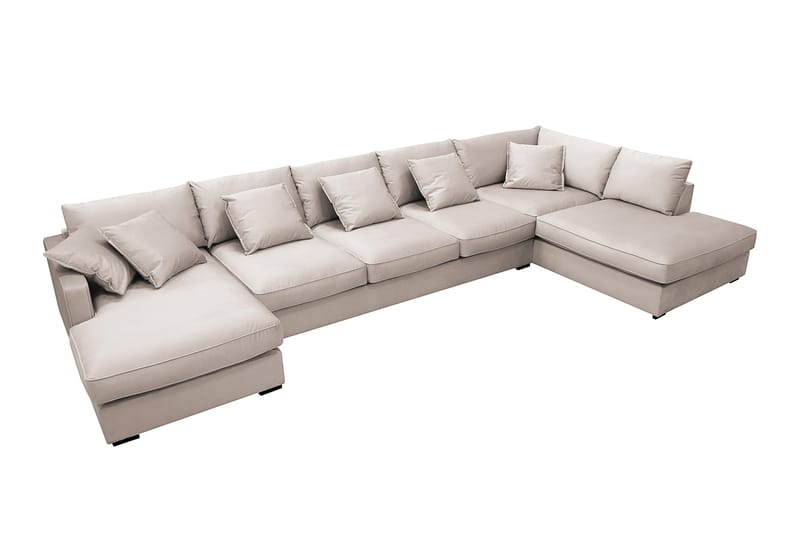 Rossita Lyx 6-sits Högervänd U-formad Extra djup Soffa med Divan och Schäslong i Sammet - Beige - Möbler - Vardagsrum - Soffor - U-soffor