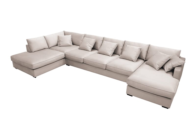 Rossita Lyx 6-sits Högervänd U-formad Extra djup Soffa med Divan och Schäslong i Sammet - Beige - Möbler - Vardagsrum - Soffor - Sammetssoffor
