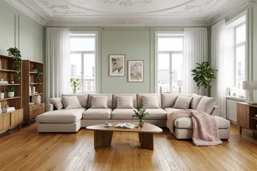 Rossita Lyx 6-sits Högervänd U-formad Extra djup Soffa med Divan och Schäslong i Sammet - Beige - Möbler - Vardagsrum - Soffor - U-soffor