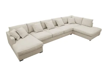 Rossita Lyx 6-sits Högervänd U-formad Extra djup Soffa med Divan och Schäslong i Tyg - Beige - Möbler - Vardagsrum - Soffor - U-soffor