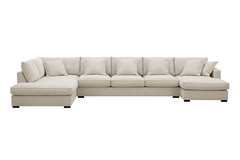 Rossita Lyx 6-sits Högervänd U-formad Extra djup Soffa med Divan och Schäslong i Tyg, Beige