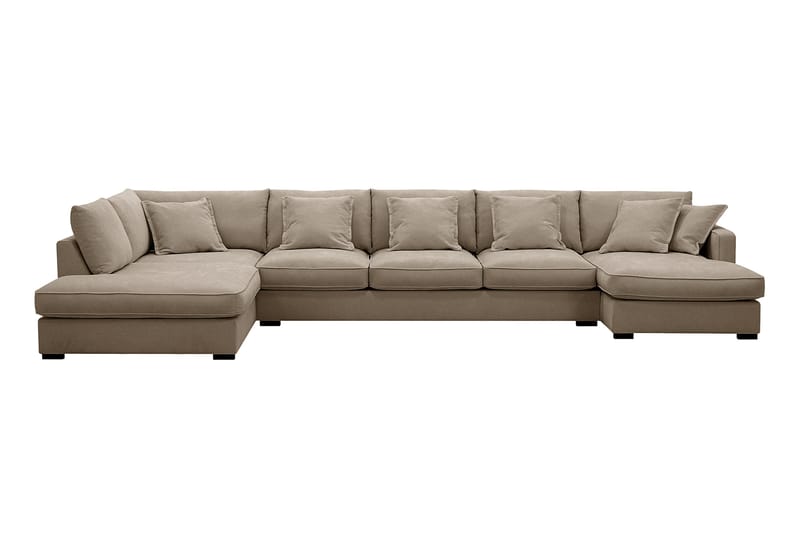 Rossita Lyx 6-sits Högervänd U-formad Extra djup Soffa med Divan och Schäslong i Tyg, Brun