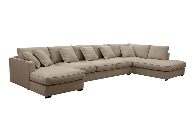 Rossita Lyx 6-sits Högervänd U-formad Extra djup Soffa med Divan och Schäslong i Tyg - Brun - Möbler - Vardagsrum - Soffor - U-soffor