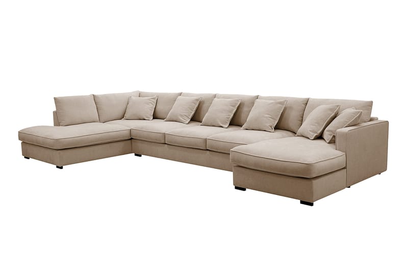 Rossita Lyx 6-sits Högervänd U-formad Extra djup Soffa med Divan och Schäslong i Tyg - Ljusbrun - Möbler - Vardagsrum - Soffor - U-soffor