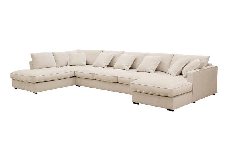 Rossita Lyx 6-sits Vänstervänd U-formad Extra djup Soffa med Divan och Schäslong i Chenille - Beige - Möbler - Vardagsrum - Soffor - U-soffor