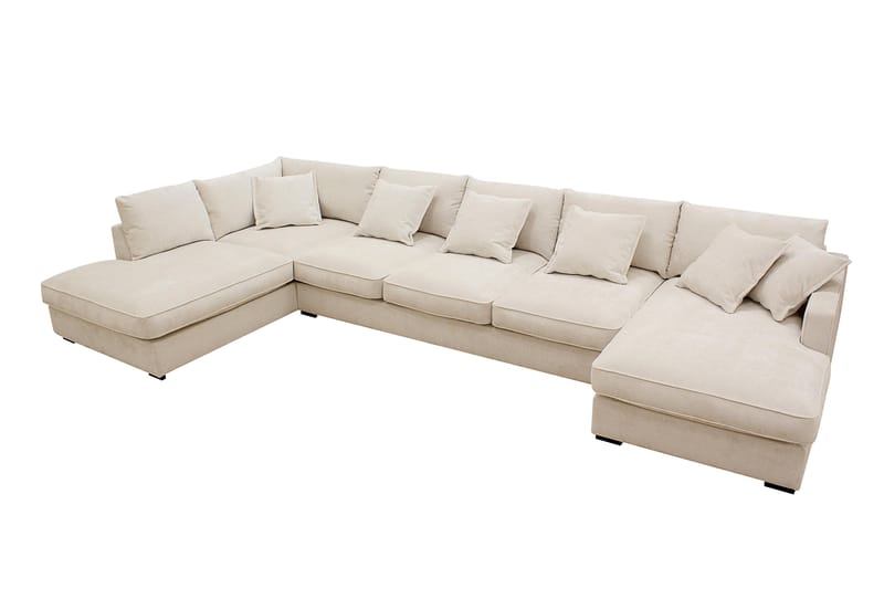 Rossita Lyx 6-sits Vänstervänd U-formad Extra djup Soffa med Divan och Schäslong i Chenille - Beige - Möbler - Vardagsrum - Soffor - U-soffor