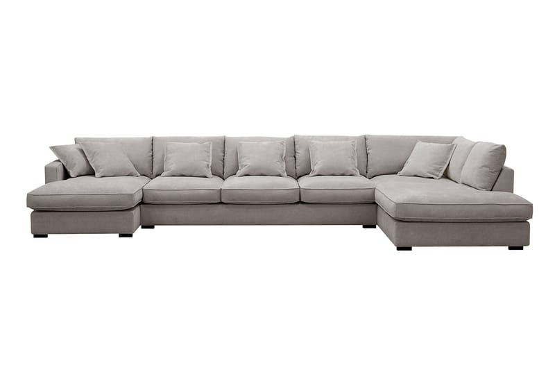 Rossita Lyx 6-sits Vänstervänd U-formad Extra djup Soffa med Divan och Schäslong i Chenille, Grå/Brun