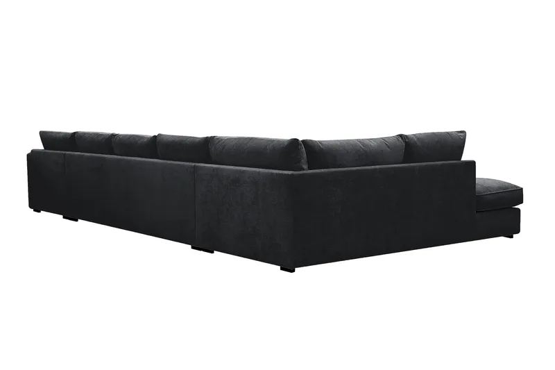 Rossita Lyx 6-sits Vänstervänd U-formad Extra djup Soffa med Divan och Schäslong i Chenille - Svart - Möbler - Vardagsrum - Soffor - U-soffor