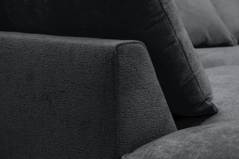 Rossita Lyx 6-sits Vänstervänd U-formad Extra djup Soffa med Divan och Schäslong i Chenille - Svart - Möbler - Vardagsrum - Soffor - U-soffor