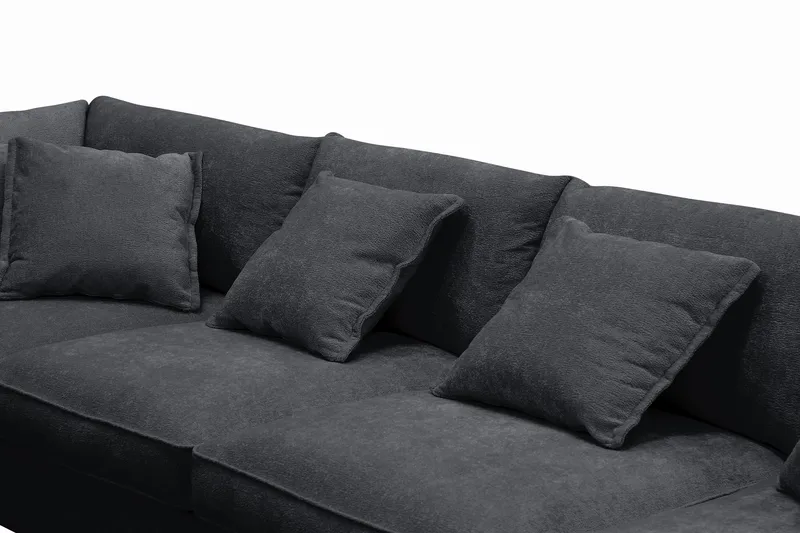 Rossita Lyx 6-sits Vänstervänd U-formad Extra djup Soffa med Divan och Schäslong i Chenille - Svart - Möbler - Vardagsrum - Soffor - U-soffor