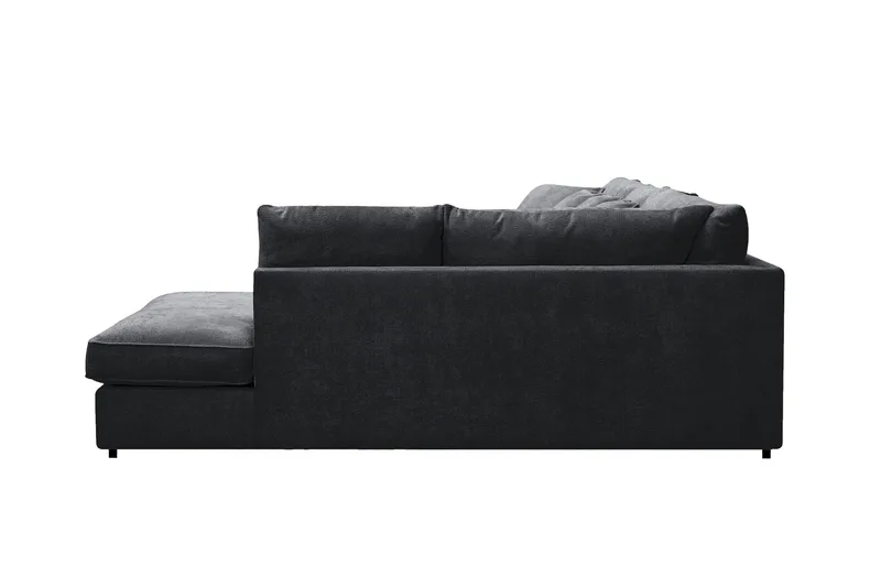 Rossita Lyx 6-sits Vänstervänd U-formad Extra djup Soffa med Divan och Schäslong i Chenille - Svart - Möbler - Vardagsrum - Soffor - U-soffor