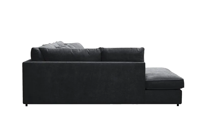 Rossita Lyx 6-sits Vänstervänd U-formad Extra djup Soffa med Divan och Schäslong i Chenille - Svart - Möbler - Vardagsrum - Soffor - U-soffor