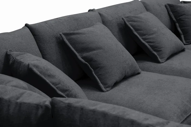 Rossita Lyx 6-sits Vänstervänd U-formad Extra djup Soffa med Divan och Schäslong i Chenille - Svart - Möbler - Vardagsrum - Soffor - U-soffor