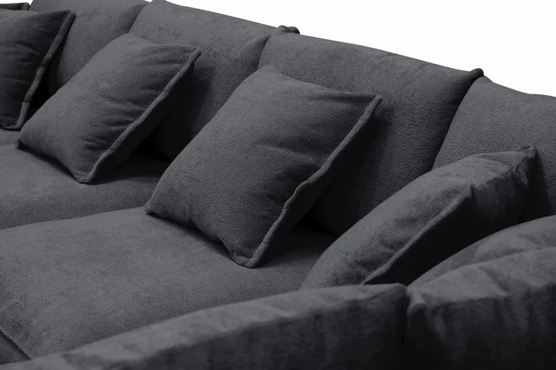 Rossita Lyx 6-sits Vänstervänd U-formad Extra djup Soffa med Divan och Schäslong i Chenille - Svart - Möbler - Vardagsrum - Soffor - U-soffor