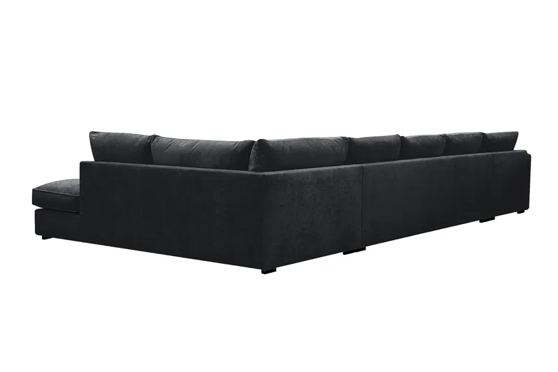 Rossita Lyx 6-sits Vänstervänd U-formad Extra djup Soffa med Divan och Schäslong i Chenille - Svart - Möbler - Vardagsrum - Soffor - U-soffor