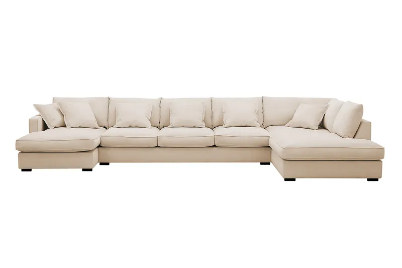 Rossita Lyx 6-sits Vänstervänd U-formad Extra djup Soffa med Divan och Schäslong i Manchester, Beige