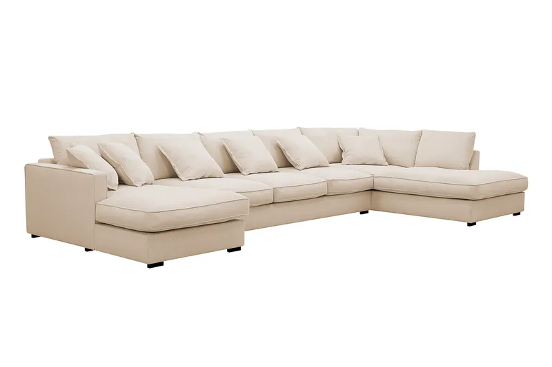 Rossita Lyx 6-sits Vänstervänd U-formad Extra djup Soffa med Divan och Schäslong i Manchester - Beige - Möbler - Vardagsrum - Soffor - U-soffor