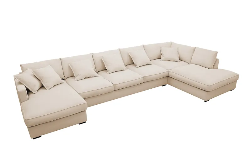 Rossita Lyx 6-sits Vänstervänd U-formad Extra djup Soffa med Divan och Schäslong i Manchester - Beige - Möbler - Vardagsrum - Soffor - U-soffor