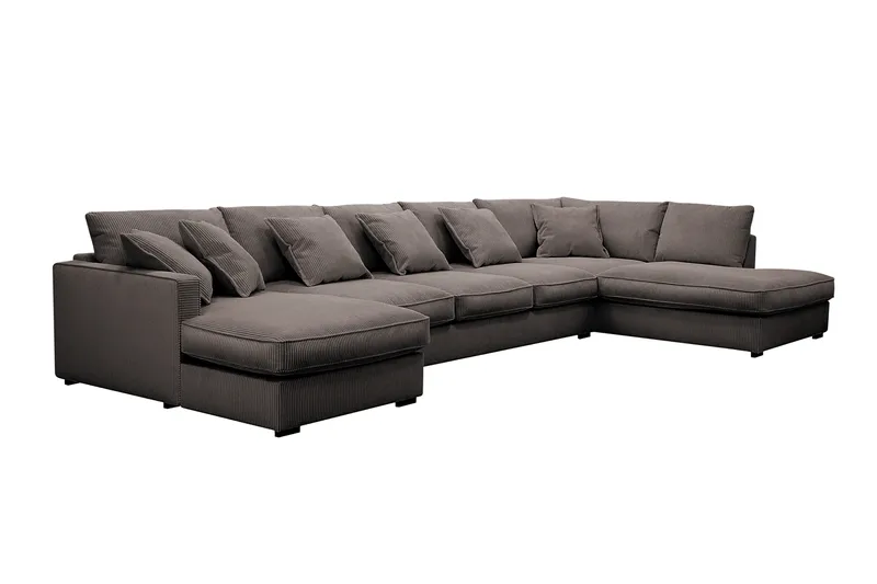 Rossita Lyx 6-sits Vänstervänd U-formad Extra djup Soffa med Divan och Schäslong i Manchester - Brun - Möbler - Vardagsrum - Soffor - U-soffor