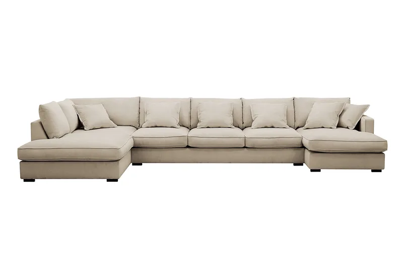 Rossita Lyx 6-sits Vänstervänd U-formad Extra djup Soffa med Divan och Schäslong i Manchester, Kräm