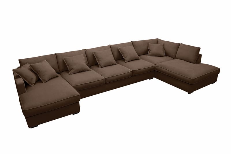 Rossita Lyx 6-sits Vänstervänd U-formad Extra djup Soffa med Divan och Schäslong i Manchester - Mörkbrun - Möbler - Vardagsrum - Soffor - U-soffor