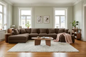 Rossita Lyx 6-sits Vänstervänd U-formad Extra djup Soffa med Divan och Schäslong i Manchester - Mörkbrun - Möbler - Vardagsrum - Soffor - U-soffor