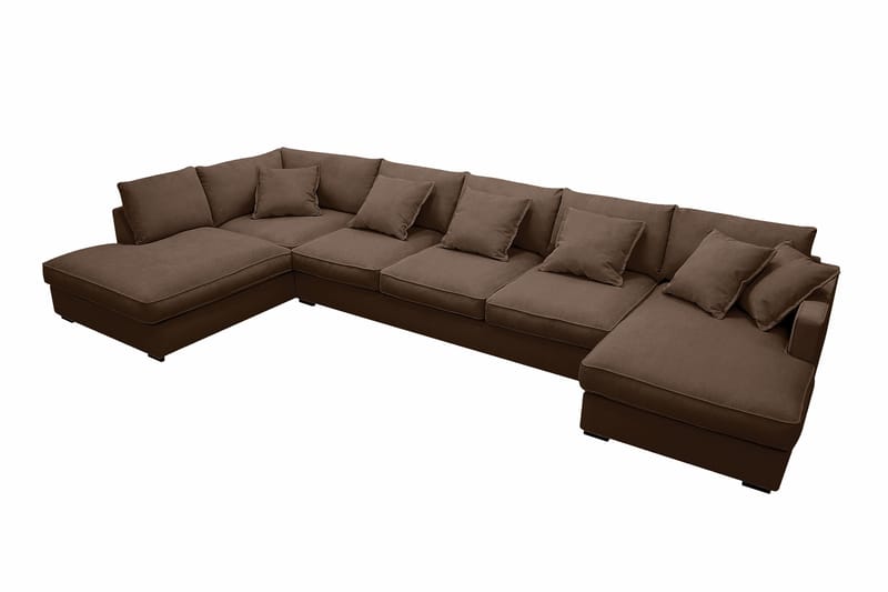 Rossita Lyx 6-sits Vänstervänd U-formad Extra djup Soffa med Divan och Schäslong i Manchester - Mörkbrun - Möbler - Vardagsrum - Soffor - U-soffor
