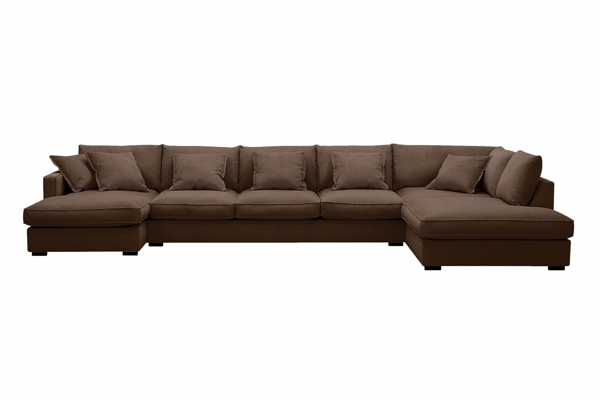 Rossita Lyx 6-sits V&auml;nsterv&auml;nd U-formad Extra djup Soffa med Divan och Sch&auml;slong i Manchester - M&ouml;rkbrun