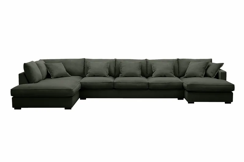 Rossita Lyx 6-sits Vänstervänd U-formad Extra djup Soffa med Divan och Schäslong i Manchester, Mörkgrön