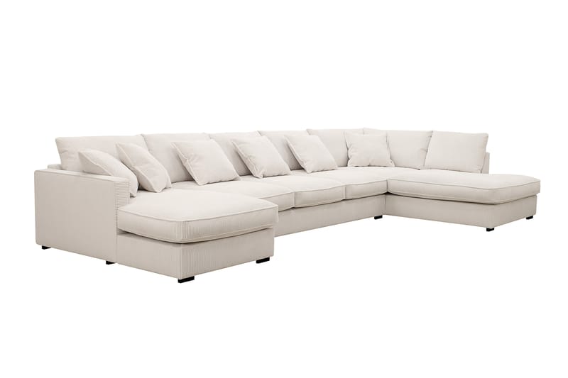 Rossita Lyx 6-sits Vänstervänd U-formad Extra djup Soffa med Divan och Schäslong i Manchester - Naturvit - Möbler - Vardagsrum - Soffor - U-soffor