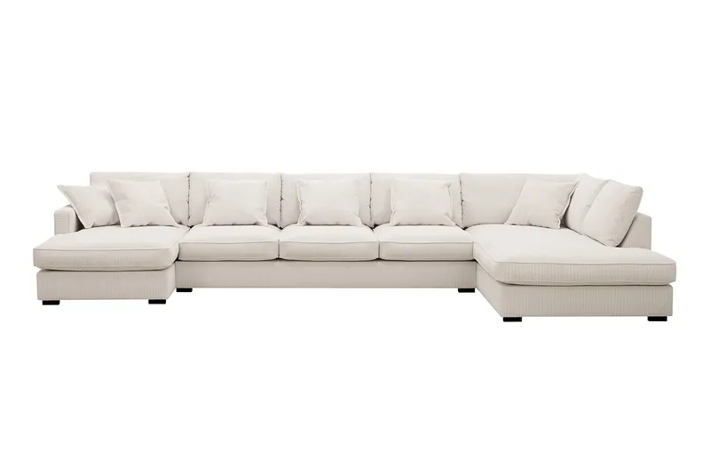 Rossita Lyx 6-sits Vänstervänd U-formad Extra djup Soffa med Divan och Schäslong i Manchester, Naturvit