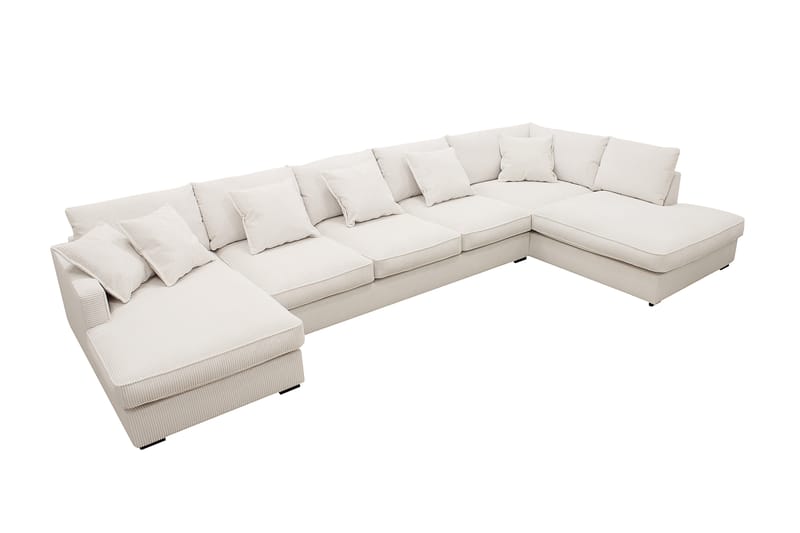 Rossita Lyx 6-sits Vänstervänd U-formad Extra djup Soffa med Divan och Schäslong i Manchester - Naturvit - Möbler - Vardagsrum - Soffor - U-soffor