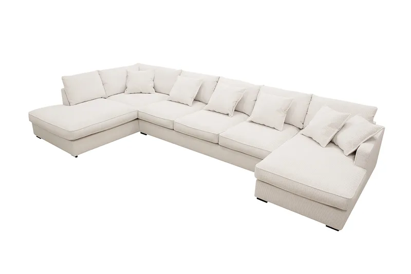 Rossita Lyx 6-sits Vänstervänd U-formad Extra djup Soffa med Divan och Schäslong i Manchester - Offwhite - Möbler - Vardagsrum - Soffor - U-soffor