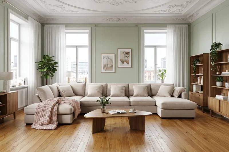 Rossita Lyx 6-sits Vänstervänd U-formad Extra djup Soffa med Divan och Schäslong i Sammet - Beige - Möbler - Vardagsrum - Soffor - Sammetssoffor