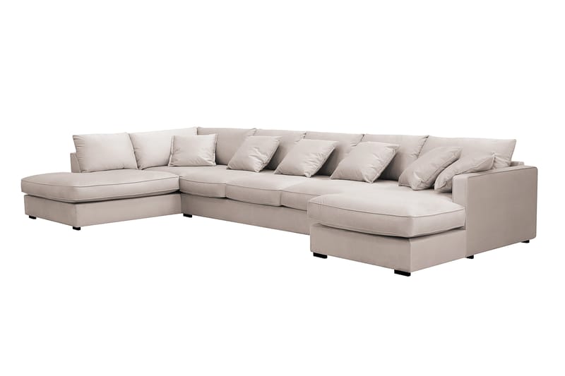 Rossita Lyx 6-sits Vänstervänd U-formad Extra djup Soffa med Divan och Schäslong i Sammet - Beige - Möbler - Vardagsrum - Soffor - Sammetssoffor