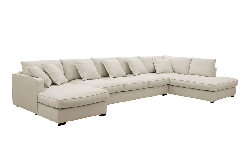 Rossita Lyx 6-sits Vänstervänd U-formad Extra djup Soffa med Divan och Schäslong i Tyg - Beige - Möbler - Vardagsrum - Soffor - U-soffor