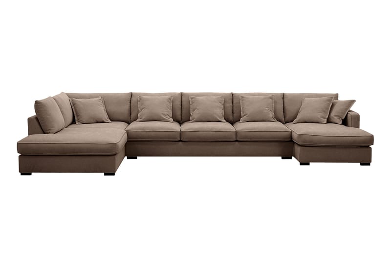 Rossita Lyx 6-sits Vänstervänd U-formad Extra djup Soffa med Divan och Schäslong i Tyg, Mörkbrun